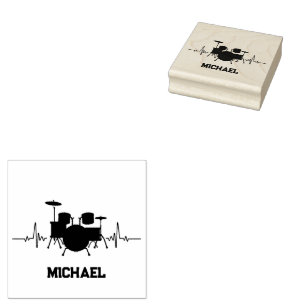 Drums Heartbeat voor drummers gepersonaliseerd Rubberstempel