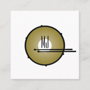 Drums met monogram   Drummer businesskaart Vierkante Visitekaartje