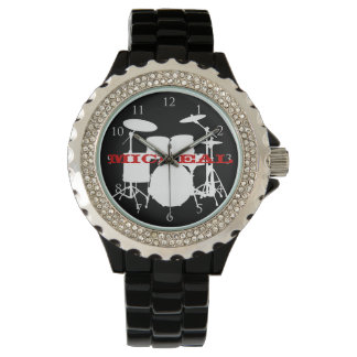 Drums met nummers en aangepaste naam horloge