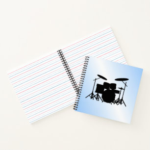 Drums Music Design Blue Notitieboek