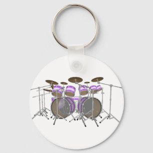 Drums: Paarse & witte drumkit: 3D-model: Sleutelhanger
