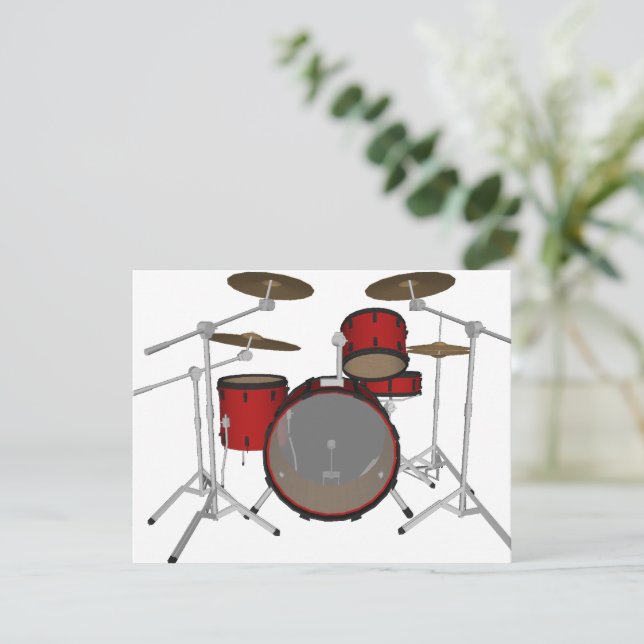 Drums: Red Drum Kit: 3D-model: (Staand voorkant)