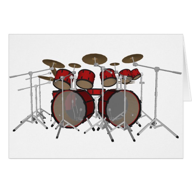 Drums: Red Drum Kit: 3D-model: (Voorkant Horizontaal)
