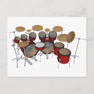 Drums: Red Drum Kit: 3D-model: Briefkaart