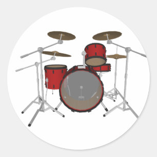 Drums: Red Drum Kit: 3D-model: Ronde Sticker