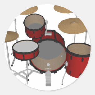 Drums: Red Drum Kit: 3D-model: Ronde Sticker