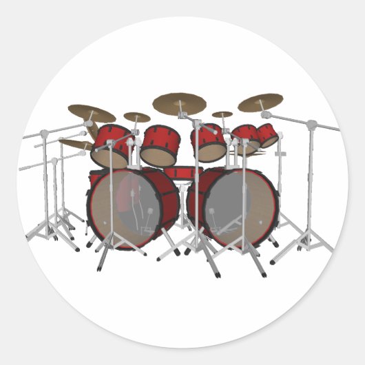 Drums: Red Drum Kit: 3D-model: Ronde Sticker (Voorkant)