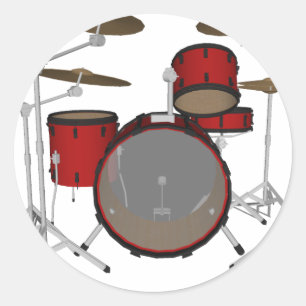 Drums: Red Drum Kit: 3D-model: Ronde Sticker