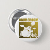 Drums Rocks. Ronde Button 5,7 Cm (Voorkant /achterkant)