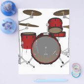 Drums: Rode Drumstel: 3D Model: Flyer (Enkel)