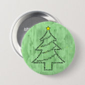 Drums Tekst Kerstboom Ronde Button 7,6 Cm (Voorkant /achterkant)