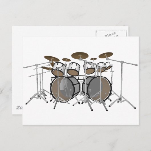Drums: White drumkit: 3D-model: Briefkaart (Voorkant / Achterkant)