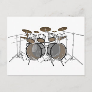 Drums: White drumkit: 3D-model: Briefkaart