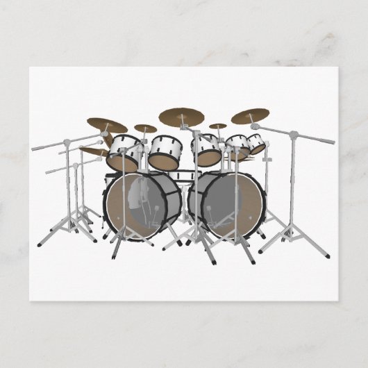 Drums: White drumkit: 3D-model: Briefkaart (Voorkant)