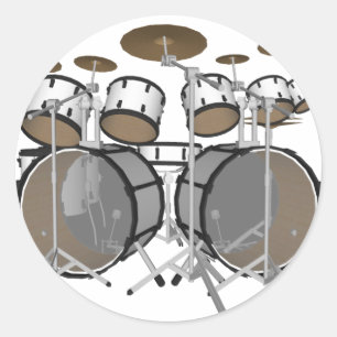Drums: White drumkit: 3D model: Ronde Sticker