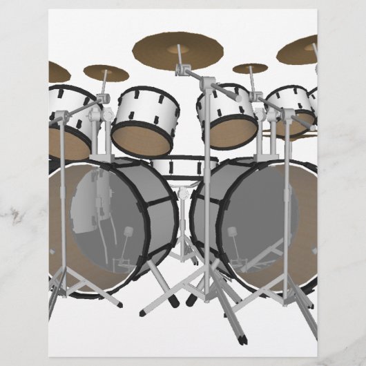 Drums: Witte drumstel: 3D-model: Flyer (Voorkant)