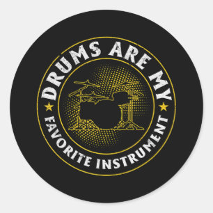 Drums zijn mijn favoriete instrument drum set ronde sticker