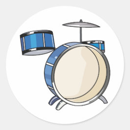 Drumset Eenvoudig Driedelig Blue.png Ronde Sticker