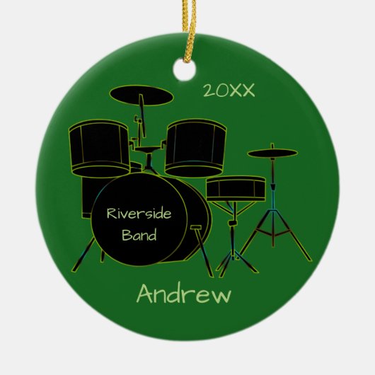 Drumset-gepersonaliseerde versiering keramisch ornament (Voorkant)