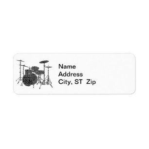 Drumset Shapset Word Art Black Text Etiket