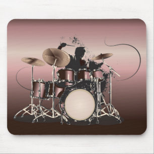 Drumstel en drummer aan het spelen muismat