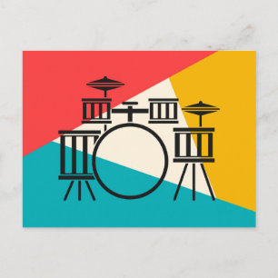 Drumstel Tri-kleur - Turquoise Koraal Goud Briefkaart