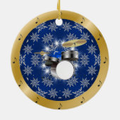 Drumstel ~ Zilver ~ Blauw ~ Goud ~ Kerstmis ~ Keramisch Ornament (Achterkant)