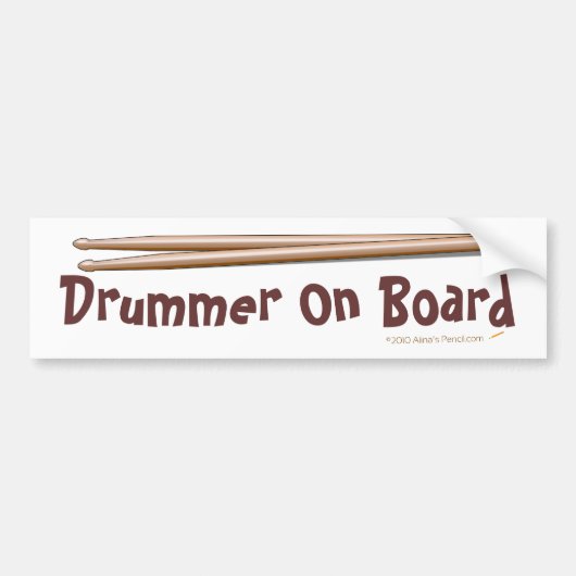 Drumsticks Drummer aan boord Bumpersticker (Voorkant)