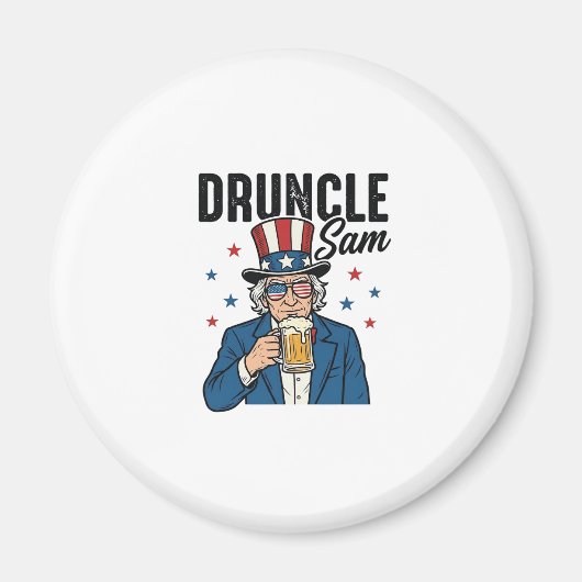 Druncle Sam Grappig Patriottisch Bier Vector Desig Magneet (Voorkant)