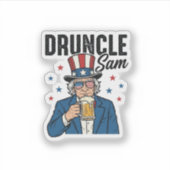 Druncle Sam Grappig Patriottisch Bier Vector Desig Sticker (Voorkant)