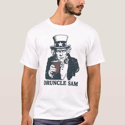 Druncle Sam Grappige 4 juli Druncle Sam T-shirt (Voorkant)