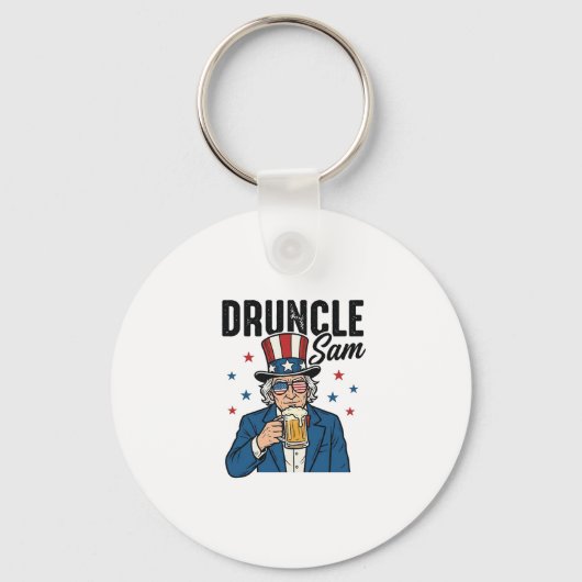 Druncle Sam Grappige Patriottische Bier Vector Des Sleutelhanger (Voorkant)