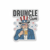 Druncle Sam Grappige Patriottische Bier Vector Ont Sticker (Voorkant)