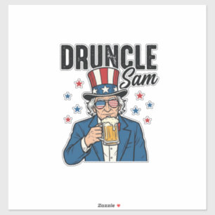 Druncle Sam Grappige Patriottische Bier Vector Ont Sticker