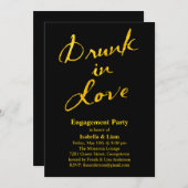 Drunin in Love Engagement Party Invitation Gold (Devant / Derrière)