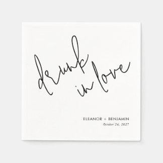 Drunk in Love Wedding Napkins Minimalist Servet