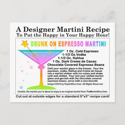 Drunk on Expresso Martini Recette Carte postale (Devant)