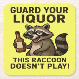 Drunk Raccoon Vierkante Kartonnen Onderzetter