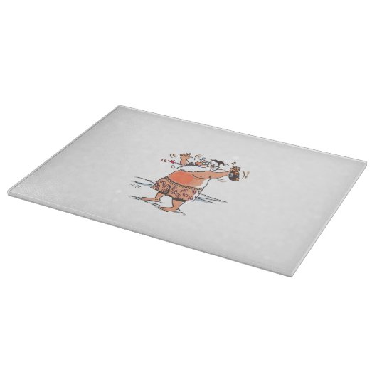 Drunk Santa glass cutting board Snijplank (Hoek)