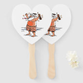 Drunk Santa heart hand fans Handwaaier (Voorkant en achterkant)