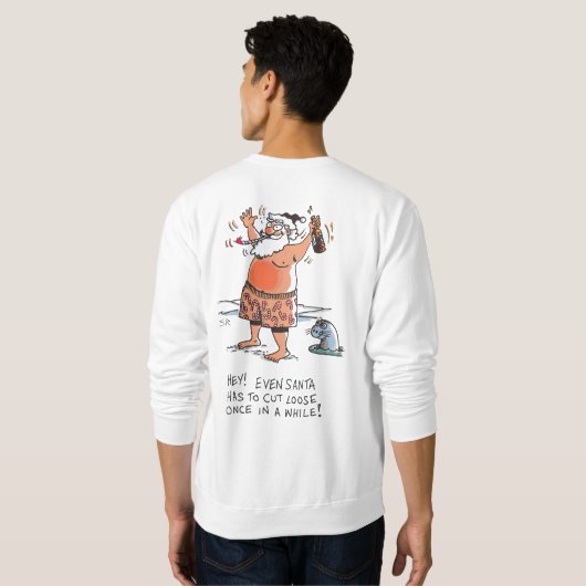 Drunk Santa white sweatshirt back (Dos entier)
