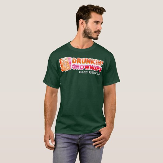 Drunken Grownups American Dad run op Beer Funny T-shirt (Voorkant volledig)