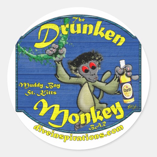 Drunken Monkey Bar Sticker (Voorkant)