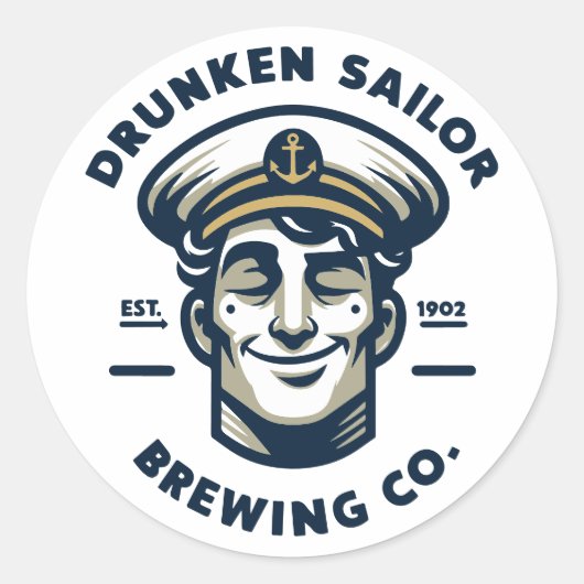 Drunken Sailor Brewing Co. Ronde Sticker (Voorkant)