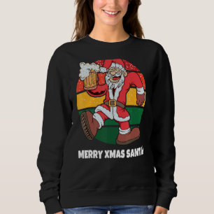 Drunken Santa Claus Retro Sunset Happy Hol Trui