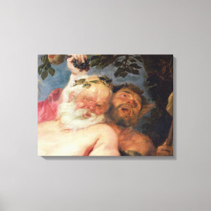 Drunken Silenus Gesteund door Satyrs, c.1620 Canvas Afdruk