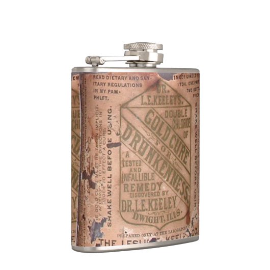 Drunkenness Cure  Label Torn Heupfles (Rechts)