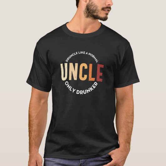 Drunking als een oom slechts Drunker Quote Retro U T-shirt (Voorkant)