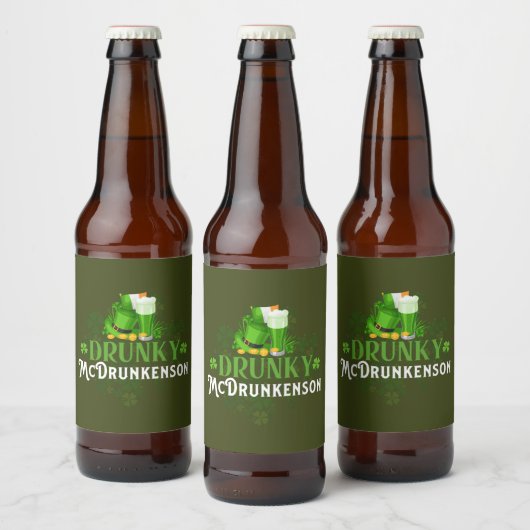 Drunky McDrunkerson St. Patrick's Day Bier Etiket (Flessen)