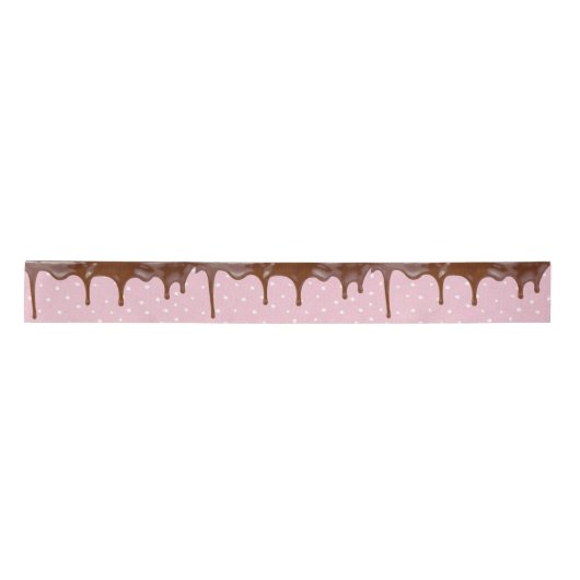 Druppelen Chocolade Icing op Polka Dots Lint (Voorkant)